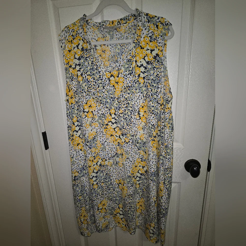 LOFT Yellow and Blue Sleeveless Sundress Casual Midi - Picture 1 of 3